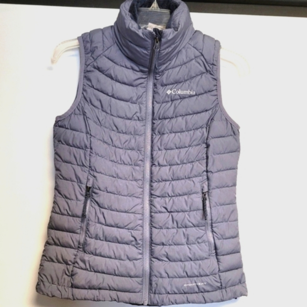 Columbia Women's White  Out ll Omni Heat Blue/Purple Puffer Vest XS